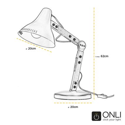 ONLI - Stolna lampa ARCHITETTO 1xE27/22W/230V 62 cm siva/smeđa