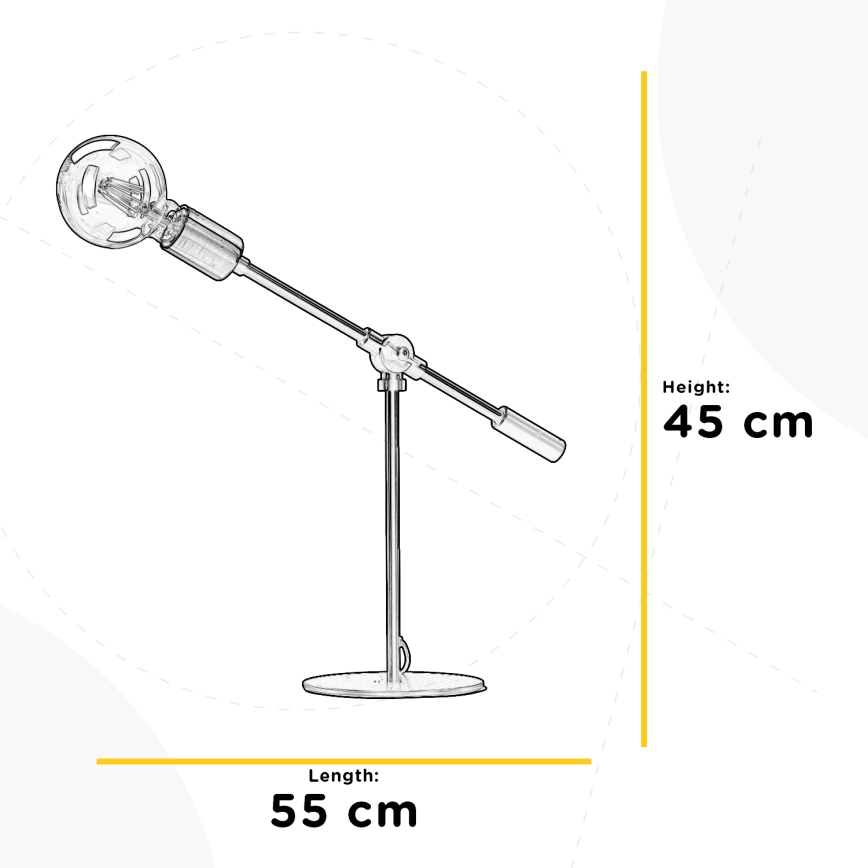 ONLI - Stolna lampa ASTE 1xE27/15W/230V 45 cm crna/zlatna