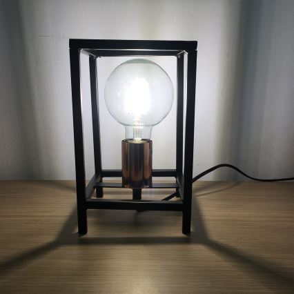 ONLI - Stolna lampa FLOKI 1xE27/15W/230V 20 cm crna/bakrena