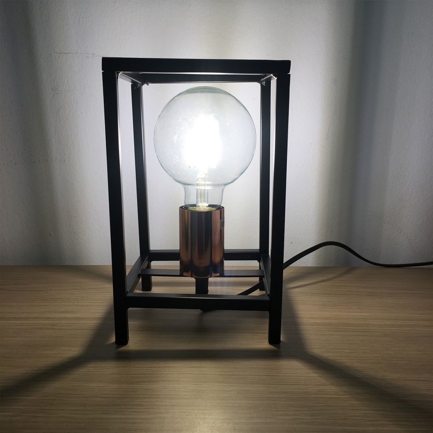 ONLI - Stolna lampa FLOKI 1xE27/15W/230V 20 cm crna/bakrena