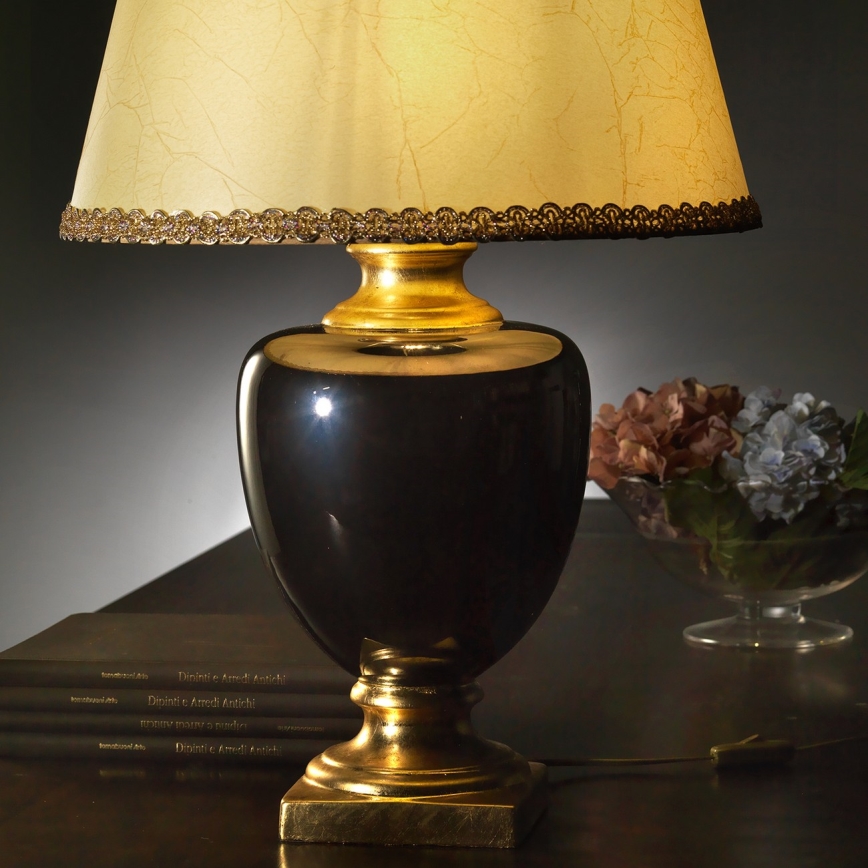 ONLI - Stolna lampa MOZART 1xE27/22W/230V crna/zlatna 67 cm