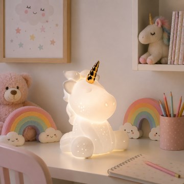 ONLI - Stolna lampa PORCELLANA 1xE14/6W/230V 23,5 cm jednorog