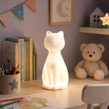 ONLI - Stolna lampa PORCELLANA 1xE14/6W/230V 27,2 cm mačka