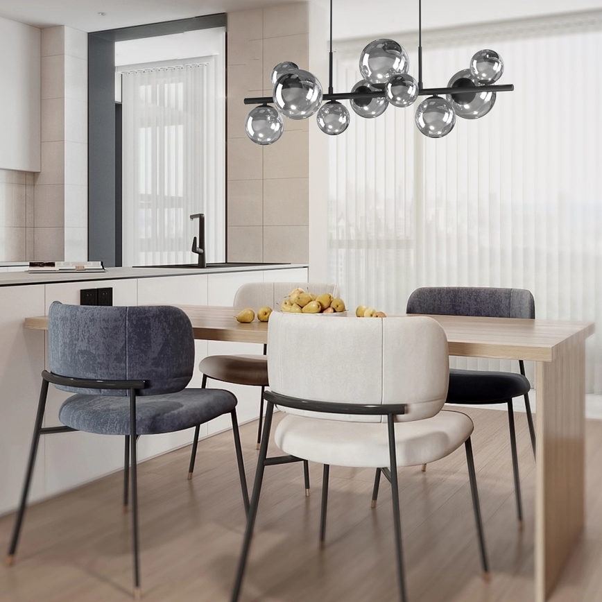 ONLI - Viseći luster na sajli PALOMA 10xG9/3W/230V crna/dimljena