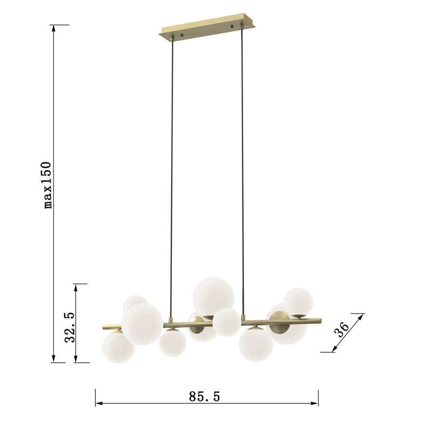 ONLI - Viseći luster PALOMA na sajli 10xG9/3W/230V zlatna