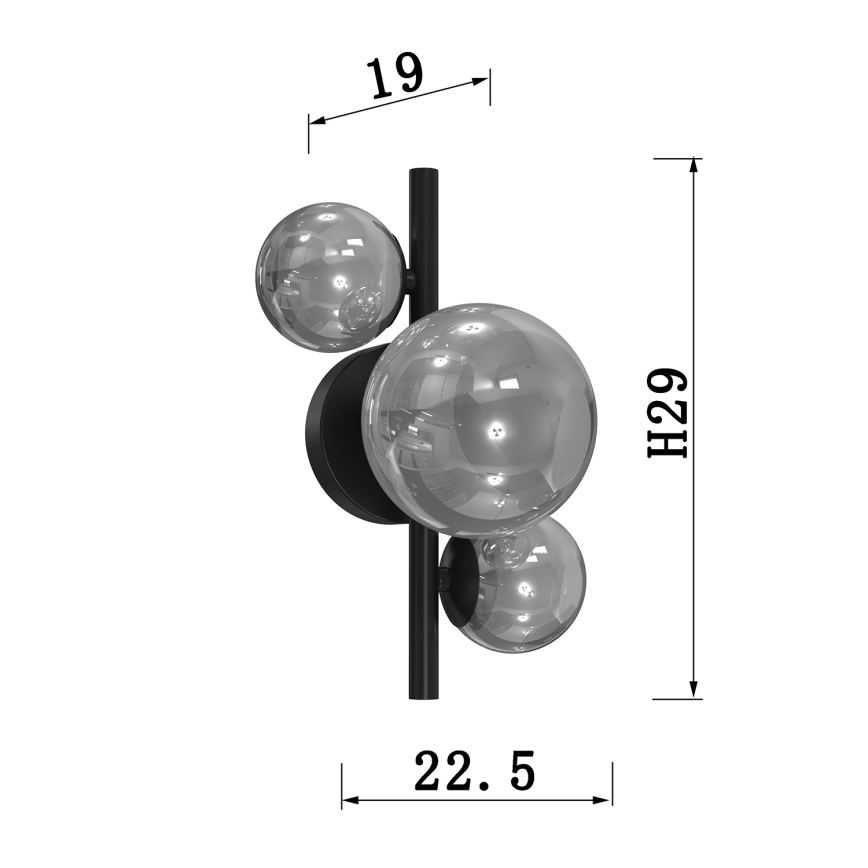 ONLI - Zidna svjetiljka PALOMA 3xG9/10W/230V crna/dimna