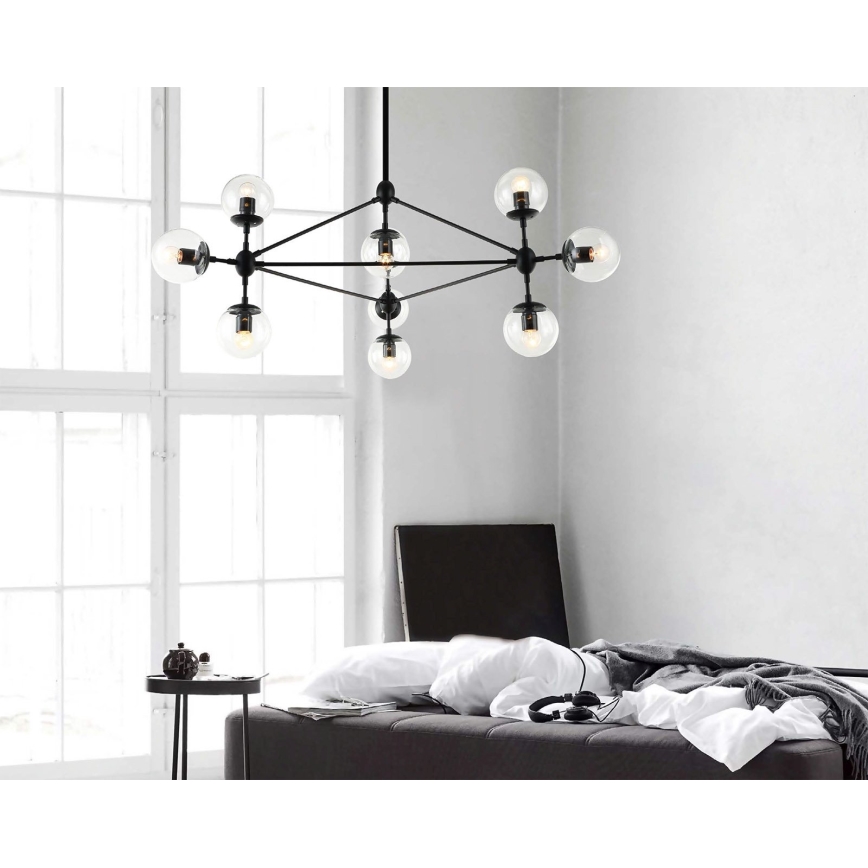 Open Design OR80094 - Luster na šipci BAO 10xE27/8W/230V, promjer 90 cm, u crnoj boji