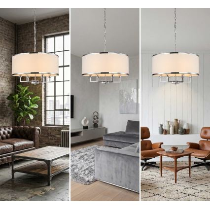 Open Design OR80209 - Luster na lancu CASA 3xE14/12W/230V krem boje/sjajni krom