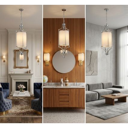 Open Design OR80551 - Luster na lancu LUNGA 1xE27/15W/230V sjajni krom/bijela