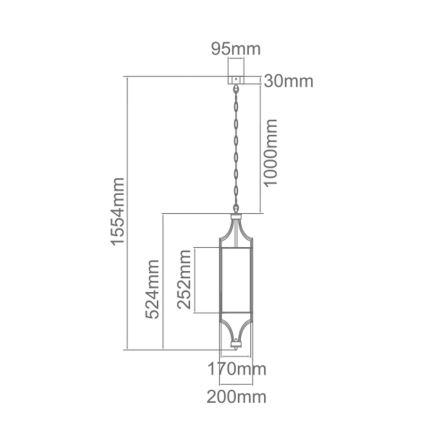Open Design OR80568 - Luster na lancu LUNGA 1xE27/15W/230V mesing/bijela