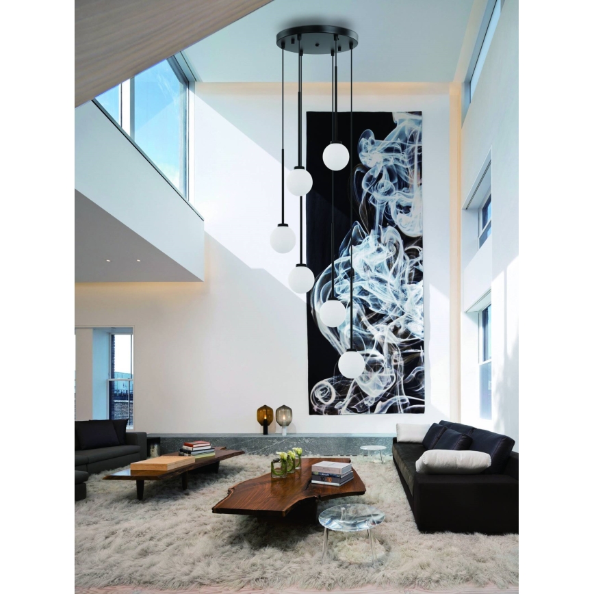 Open Design OR80636 - Crni luster na sajli OTA 6xG9/8W/230V