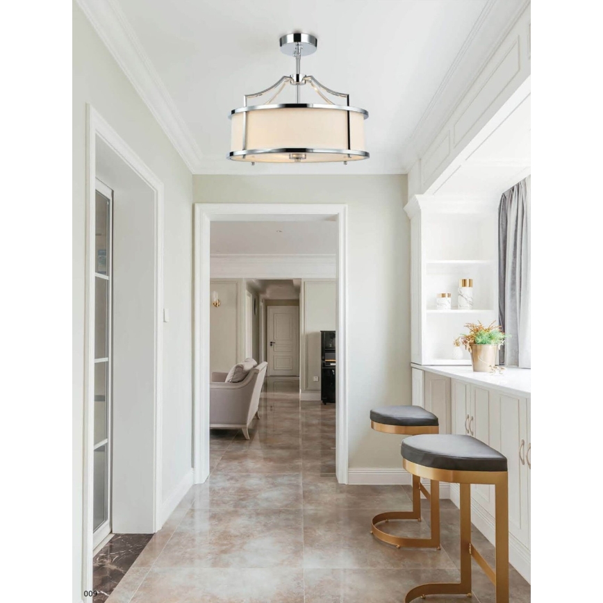 Open Design OR80872 - Luster na štapu STANZA 4xE27/15W/230V Ø 55 cm sjajni krom/bijela