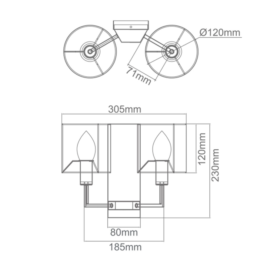 Open Design OR81497 - Zidna svjetiljka CASA 2xE14/12W/230V sjajni krom/krem boje