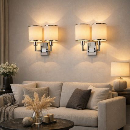 Open Design OR81497 - Zidna svjetiljka CASA 2xE14/12W/230V sjajni krom/krem boje