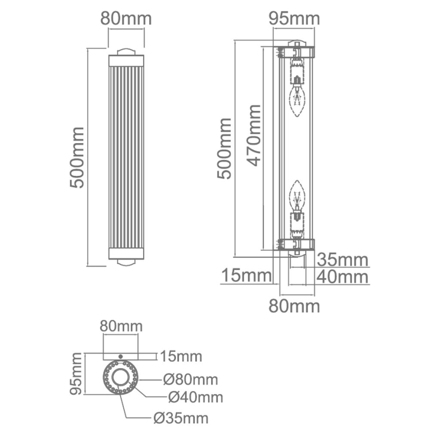 Open Design OR81572 - Zidna svjetiljka FIATTO 2xE14/12W/230V mesing