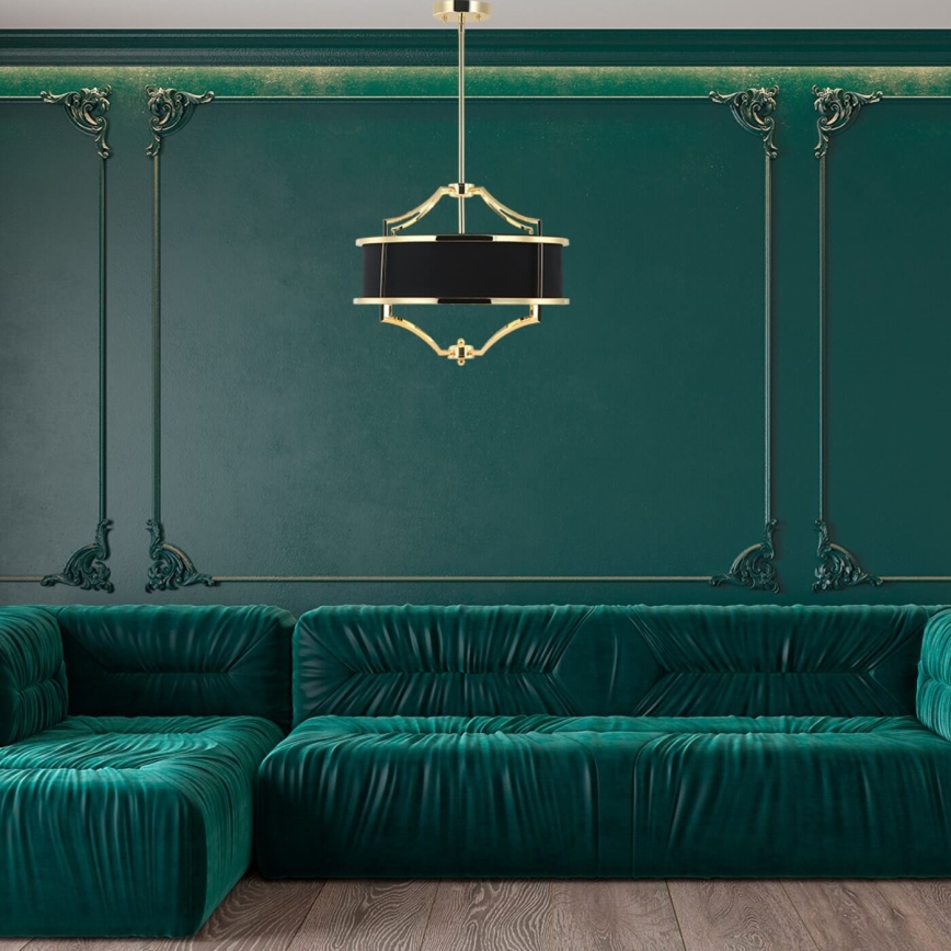 Open Design OR84153 - Luster na šipci STESSO 4xE27/15W/230V promjer 42 cm zlatna/crna