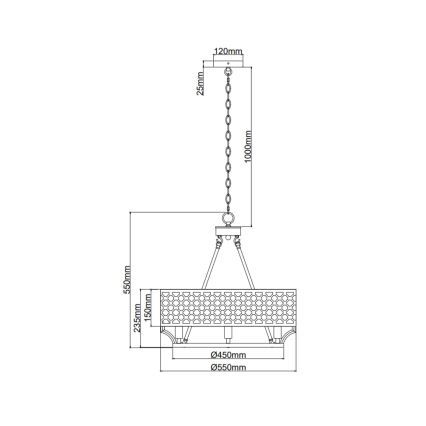 Open Design OR84382 - Luster na lancu VERNO 6xE14/12W/230V mesing