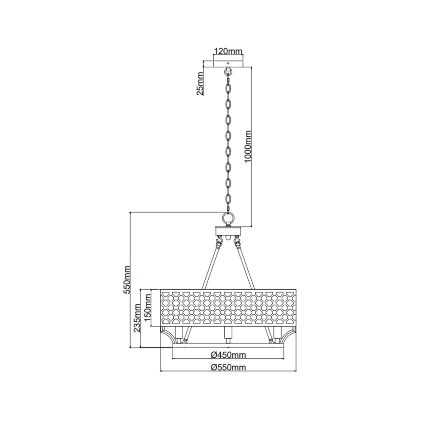 Open Design OR84382 - Luster na lancu VERNO 6xE14/12W/230V mesing