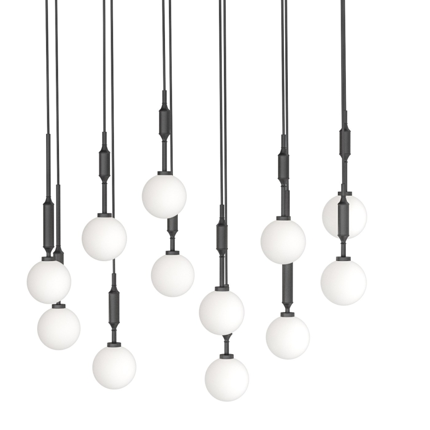 Open Design OR85464 - Crni luster na sajli ERO 12xG9/8W/230V