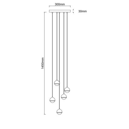 Open Design OR85518 - LED luster na sajli BOLICINA 5xLED/5W/230V zlatna/crna
