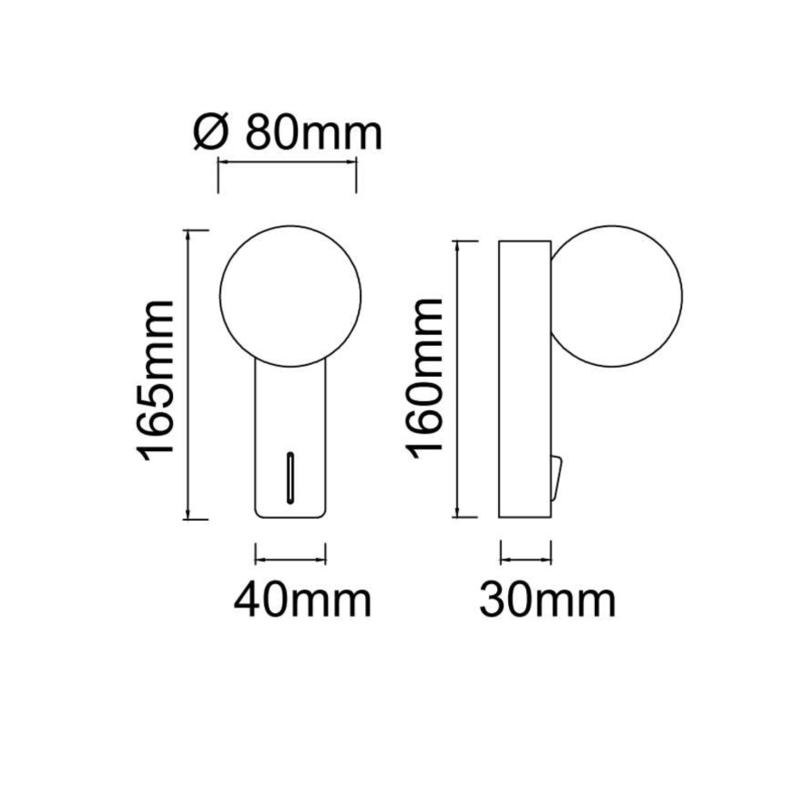 Open Design OR85556 - Kupaonsko zidno svjetlo BOLETTA 1xG9/8W/230V IP44 crno