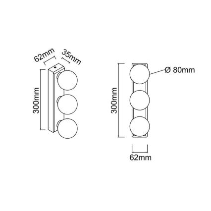 Open Design OR85716 - Zidno svjetlo za kupaonicu MERINO 3xG9/8W/230V 30 cm IP44 mesing