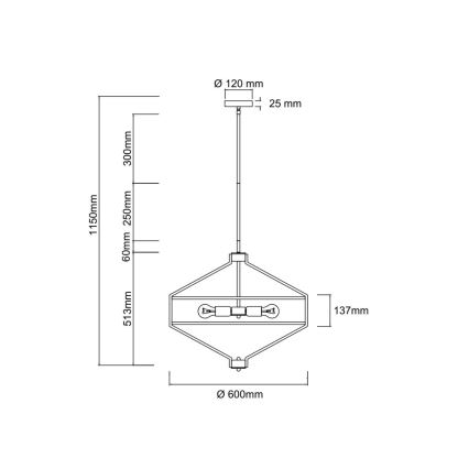 Open Design OR85846 - Luster na štapu ZUNDO 4xE27/15W/230V smeđa/bež