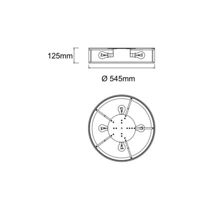 Open Design OR86584 - Stropna svjetiljka ZALINDRO 4xE27/15W/230V promjer 54,5 cm crna