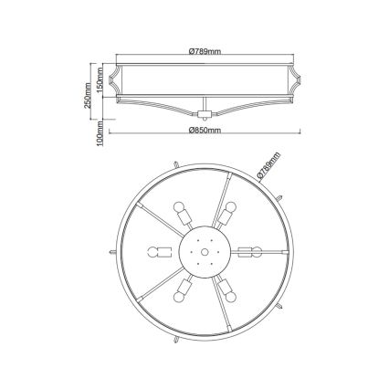 Open Design OR86614 - Stropna svjetiljka STESSO 6xE27/12W/230V, promjer 85 cm, smeđa