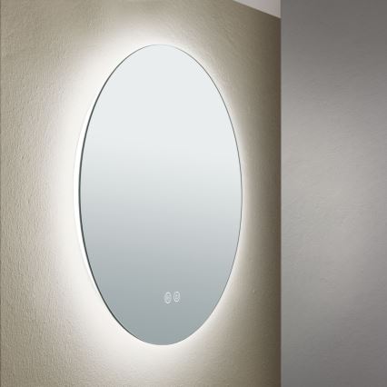 LED Kupaonsko grijano zidno ogledalo s pozadinskim osvjetljenjem FOCUS LED/18W/230V 3000/4200/6000K pr. 45 cm IP44