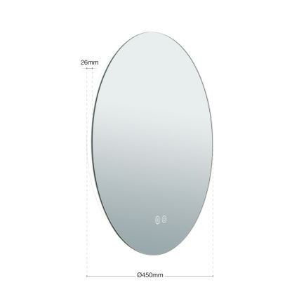 LED Kupaonsko grijano zidno ogledalo s pozadinskim osvjetljenjem FOCUS LED/18W/230V 3000/4200/6000K pr. 45 cm IP44