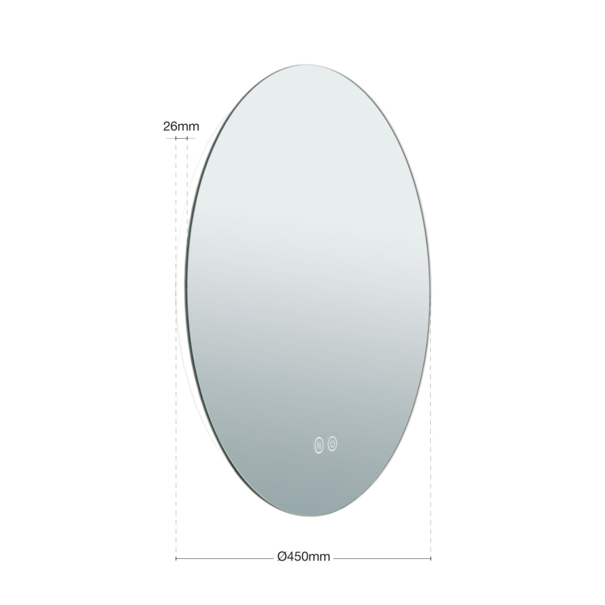 LED Kupaonsko grijano zidno ogledalo s pozadinskim osvjetljenjem FOCUS LED/18W/230V 3000/4200/6000K pr. 45 cm IP44