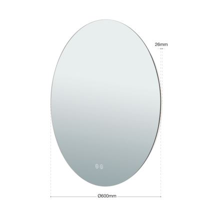 LED Kupaonsko grijano zidno ogledalo s pozadinskim osvjetljenjem FOCUS LED/25W/230V 3000/4200/6000K pr. 60 cm IP44