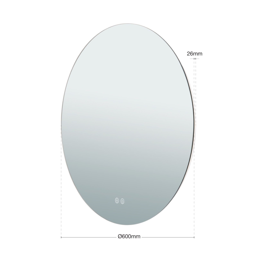LED Kupaonsko grijano zidno ogledalo s pozadinskim osvjetljenjem FOCUS LED/25W/230V 3000/4200/6000K pr. 60 cm IP44