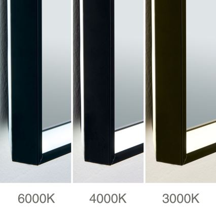 LED zidno ogledalo za kupaonicu s grijanjem i pozadinskim LED osvjetljenjem FRAME LED/48W/230V 3000/4000/6000K 60x45 cm IP44