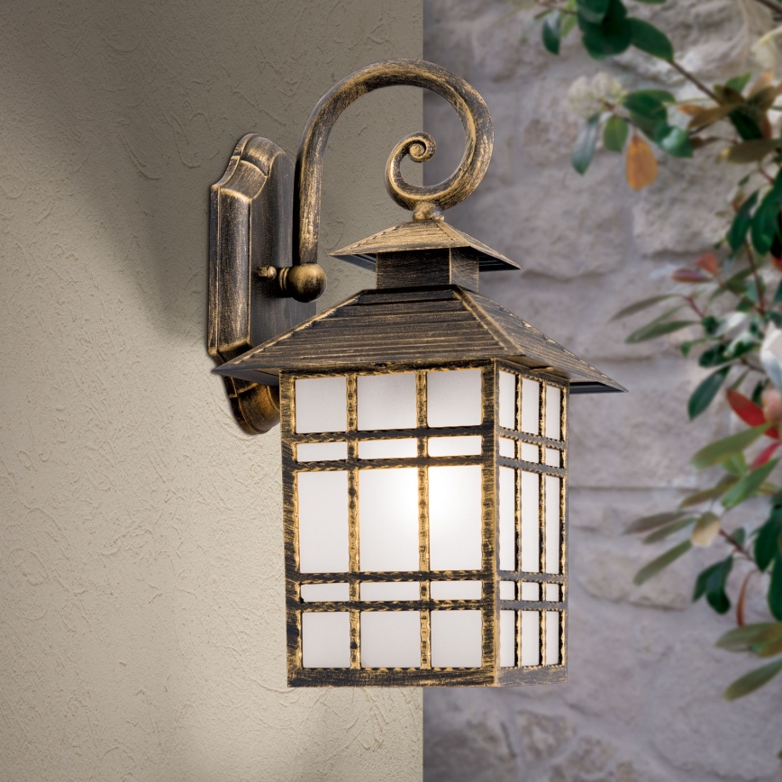 Vanjska zidna lampa KIKO 1xE27/11W/230V IP44 bronca/patina