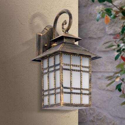 Vanjska zidna lampa KIKO 1xE27/11W/230V IP44 bronca/patina