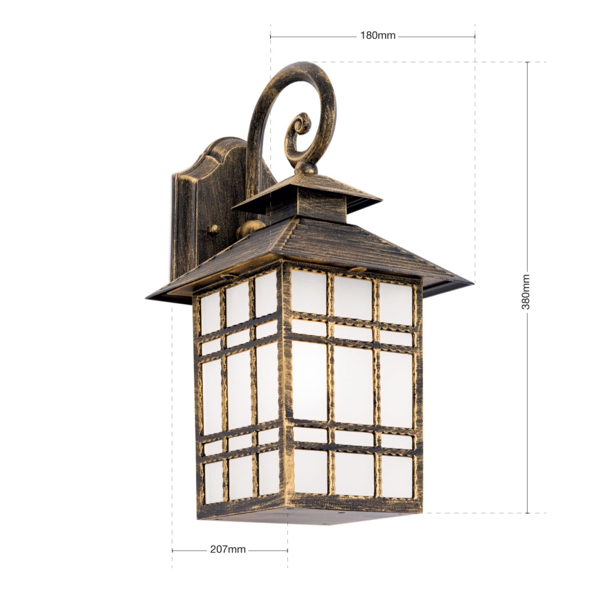 Vanjska zidna lampa KIKO 1xE27/11W/230V IP44 bronca/patina