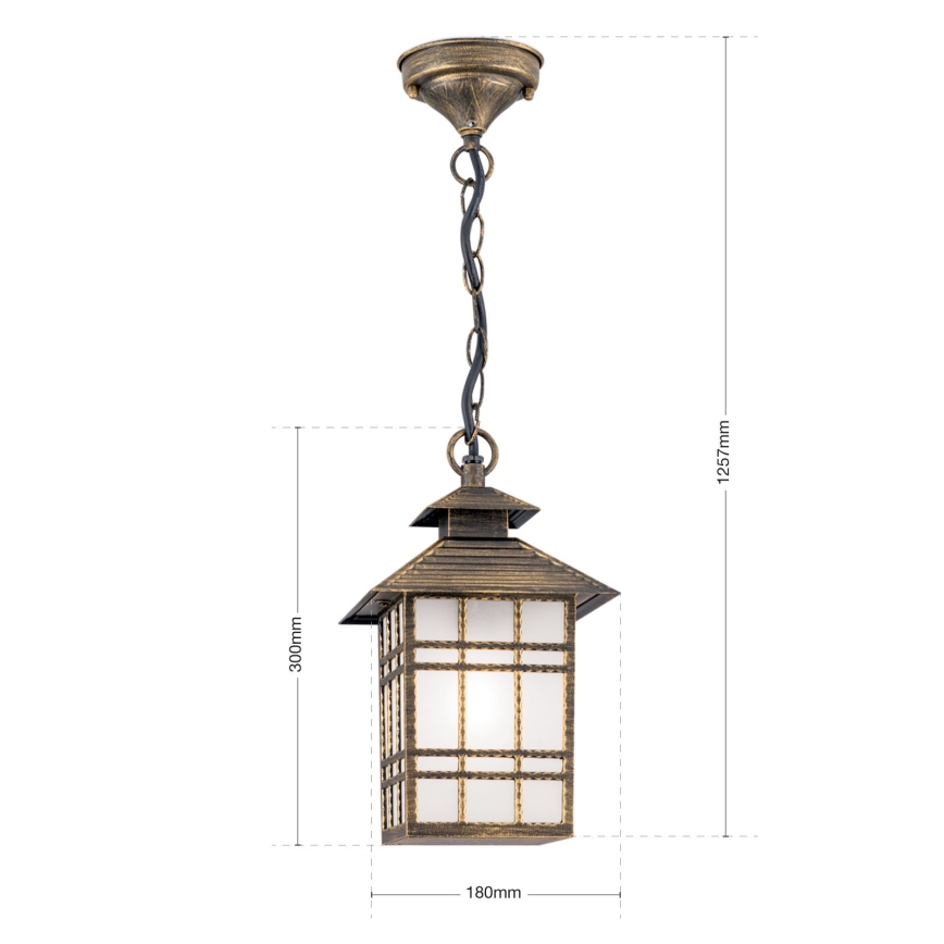 Vanjska viseća svjetiljka KIKO 1xE27/11W/230V IP44 bronca/patina
