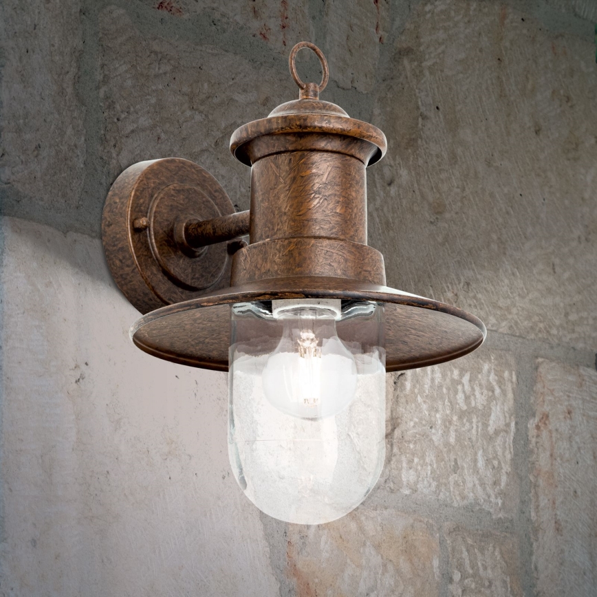 Vanjska zidna lampa LEONIE 1xE27/60W/230V IP44 bronca