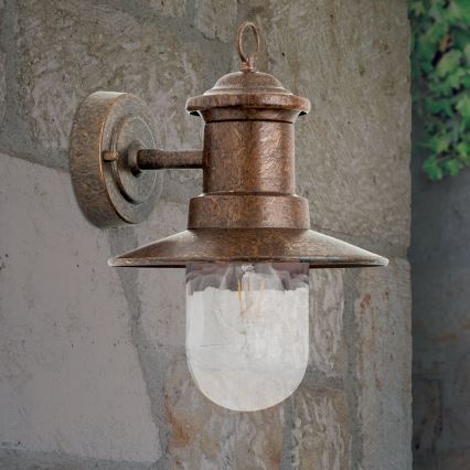 Vanjska zidna lampa LEONIE 1xE27/60W/230V IP44 bronca