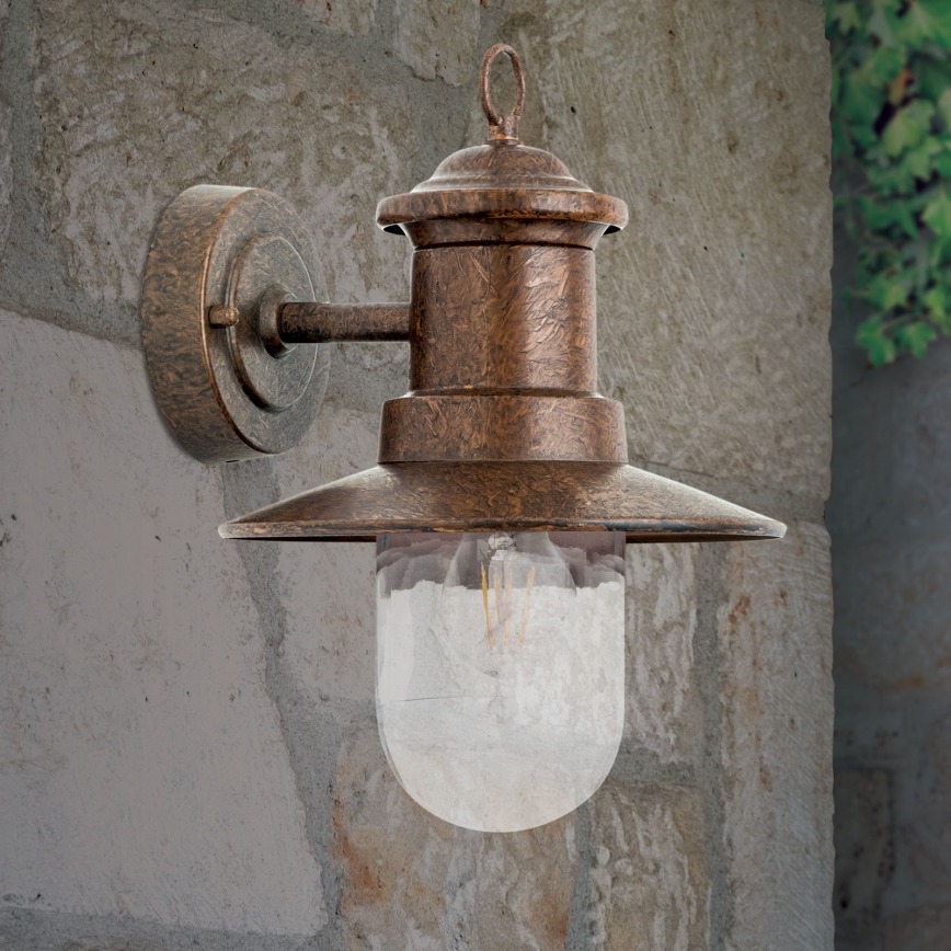 Vanjska zidna lampa LEONIE 1xE27/60W/230V IP44 bronca