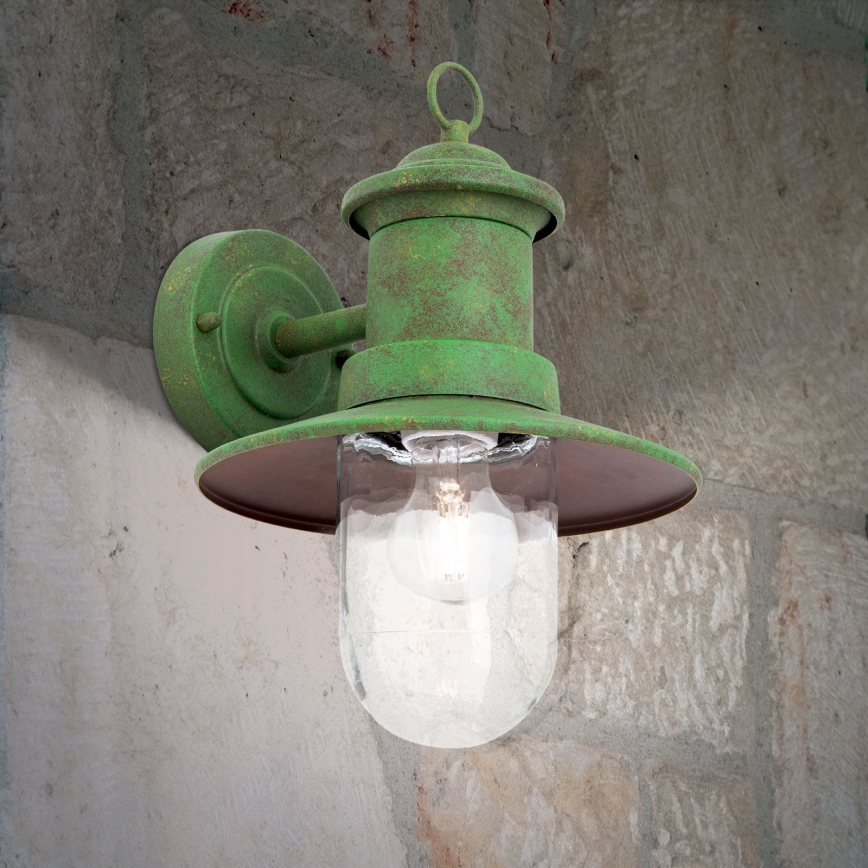 Vanjska zidna lampa LEONIE 1xE27/60W/230V IP44 zelena