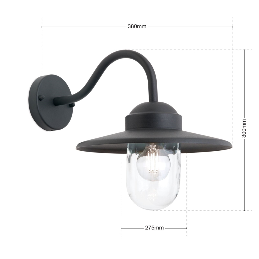 Vanjska zidna lampa EDWARD 1xE27/60W/230V IP44 crna