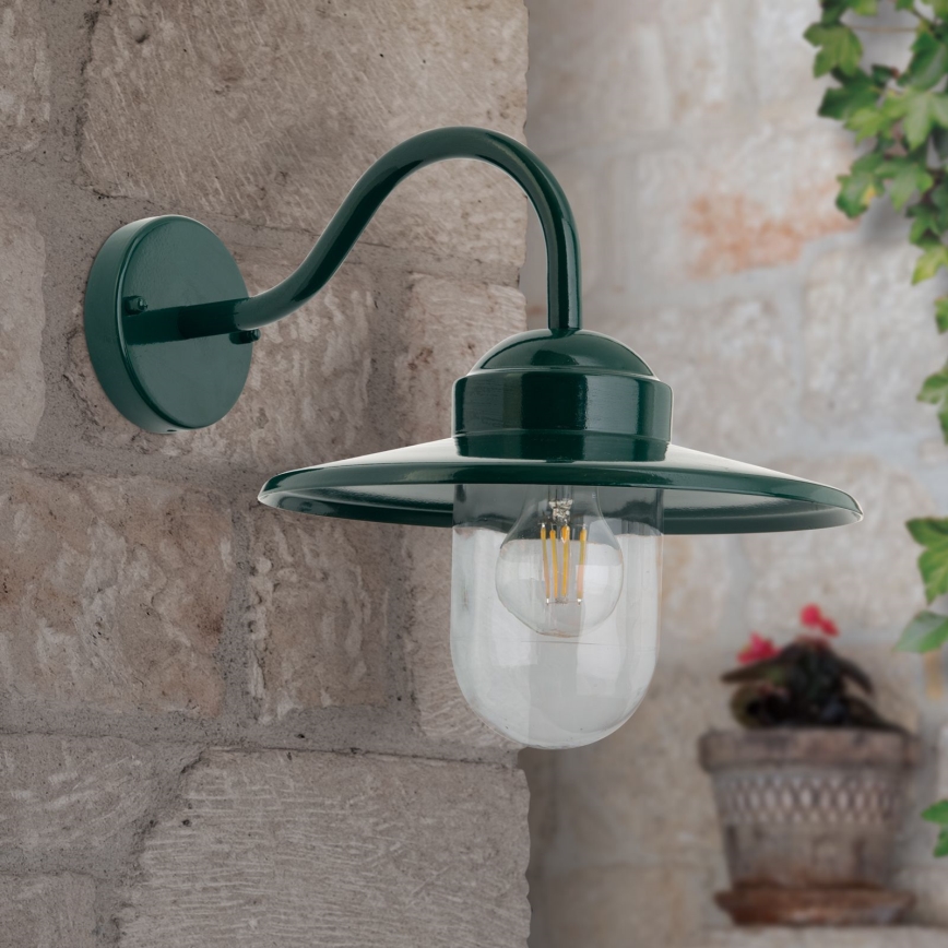 Vanjska zidna lampa EDWARD 1xE27/60W/230V IP44 zelena