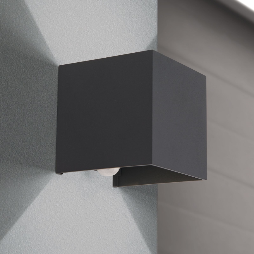 LED Vanjska zidna svjetiljka sa senzorom za pokret i dan/noć CUBE-S LED/13W/230V IP54 antracit