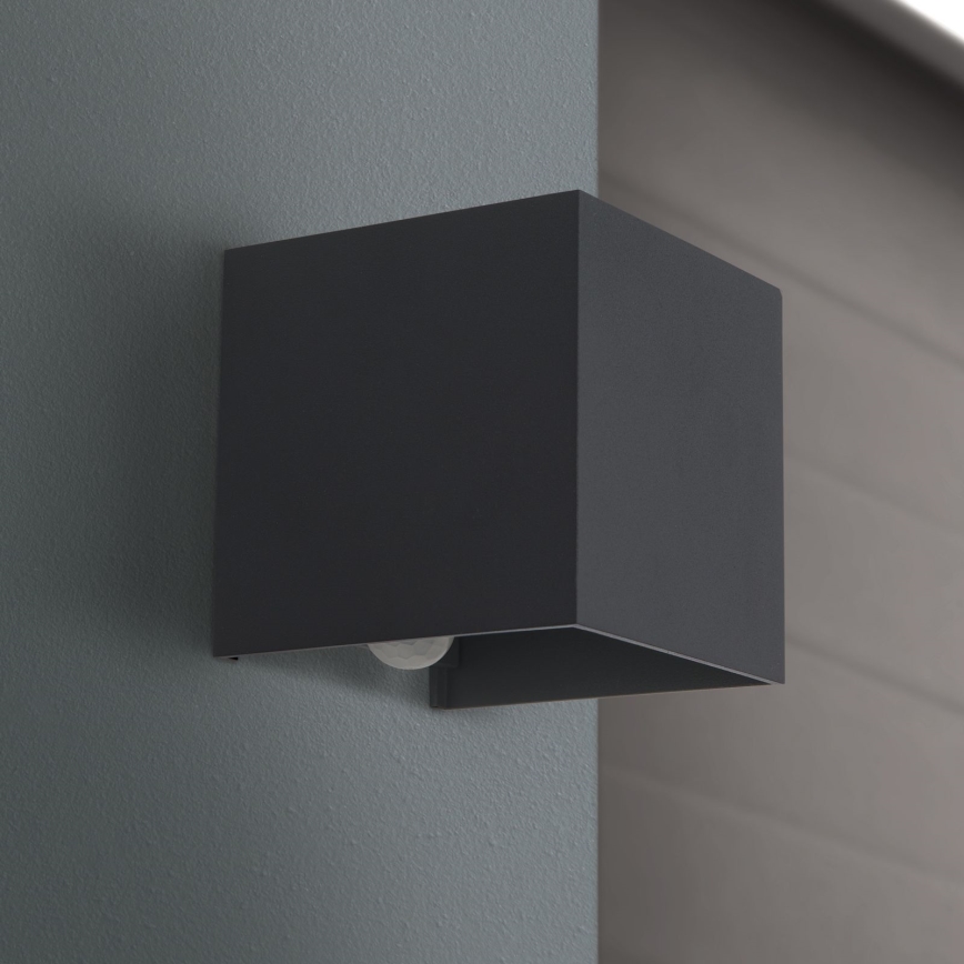 LED Vanjska zidna svjetiljka sa senzorom za pokret i dan/noć CUBE-S LED/13W/230V IP54 antracit