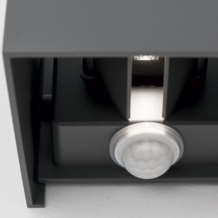 LED Vanjska zidna svjetiljka sa senzorom za pokret i dan/noć CUBE-S LED/13W/230V IP54 antracit
