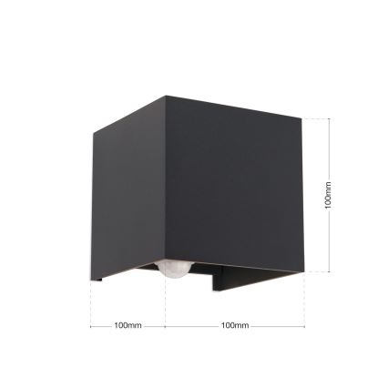 LED Vanjska zidna svjetiljka sa senzorom za pokret i dan/noć CUBE-S LED/13W/230V IP54 antracit