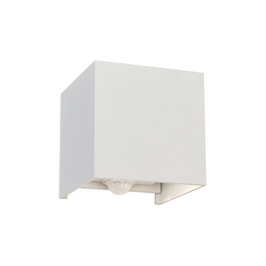 LED Vanjska zidna svjetiljka sa senzorom za pokret i dan/noć CUBE-S LED/13W/230V IP54 bijela
